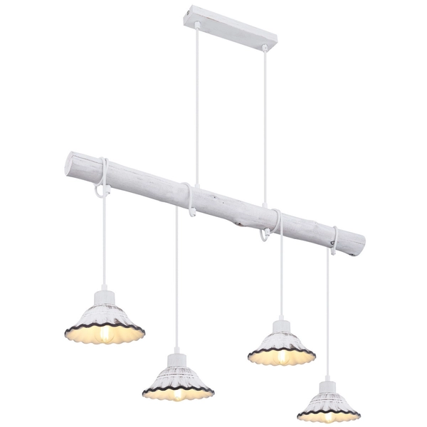 Prowansalska LAMPA wisząca JOWITA 54050-4H Globo metalowa OPRAWA zwis shabby biały czarny