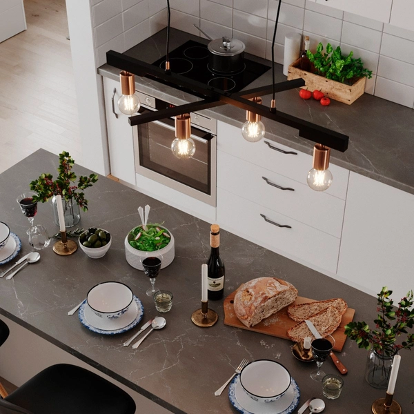 Wisząca lampa industrialna Zeona do jadalni nad stół czarna