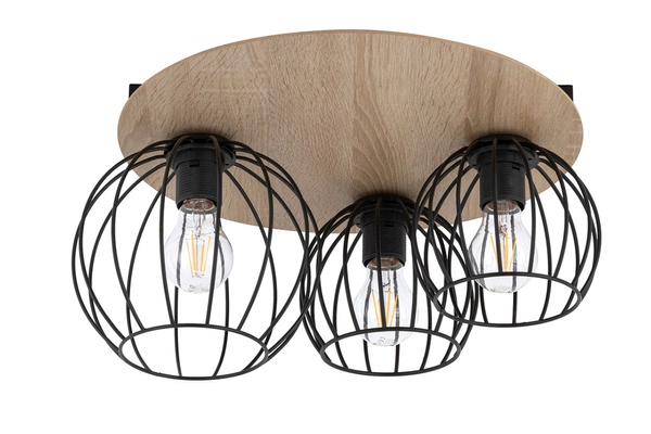 Lampa sufitowa Cyber 32356 druciak do przedpokoju czarny drewno