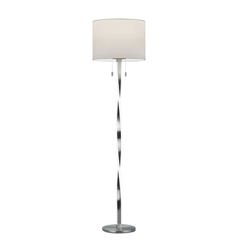 Stojąca lampa do salonu Nandor 475310307 metalowa z abażurem biała nikiel
