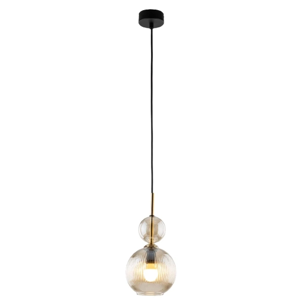 Glamour zwisająca lampa Sophia Cognac 11040 ryflowana brązowy