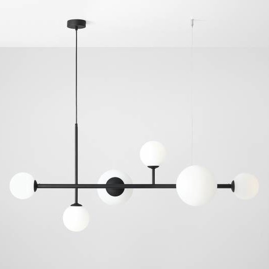 Wisząca lampa DIONE 1092K1 Aldex modernistyczna kule szklane sticks czarne