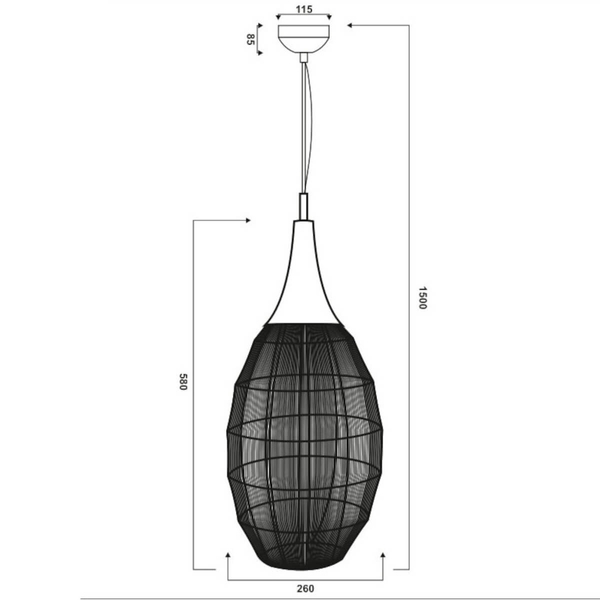 Zawieszana lampa SORAYA 365420104 Trio druciak metalowa czarny złoty