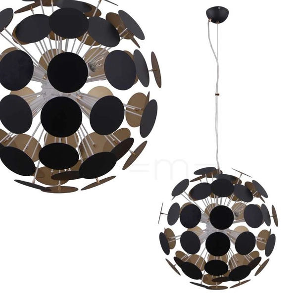 LAMPA wisząca MAILONE AD20180/6C BL+G Italux metalowa OPRAWA zwis kula ball czarna złota
