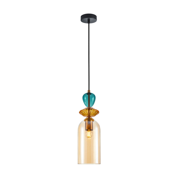 Wisząca lampa tuba Busco PND-30263-1C-BRO-AMB bursztynowy złoty kolorowy