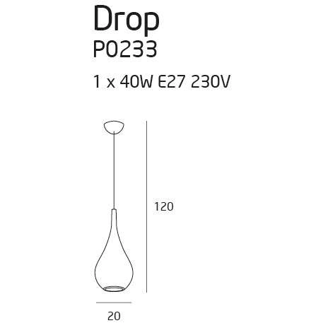 LAMPA wisząca DROP P0233 Maxlight zwis OPRAWA metalowa kropla łezka czarna