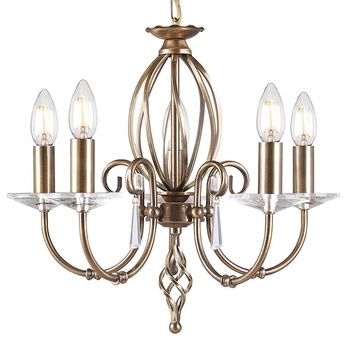 Wiszący żyrandol świecznikowy Aegean AG5-AGED-BRASS postarzany mosiądz