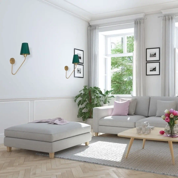 Kinkiet ścienny na wysięgniku VICTORIA MLP4906 do sypialni mosiądz zielony