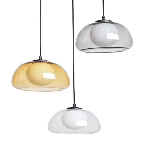 Potrójna lampa wisząca nad stół Ainale PND-54637-3-BK-SG czarna bursztynowa