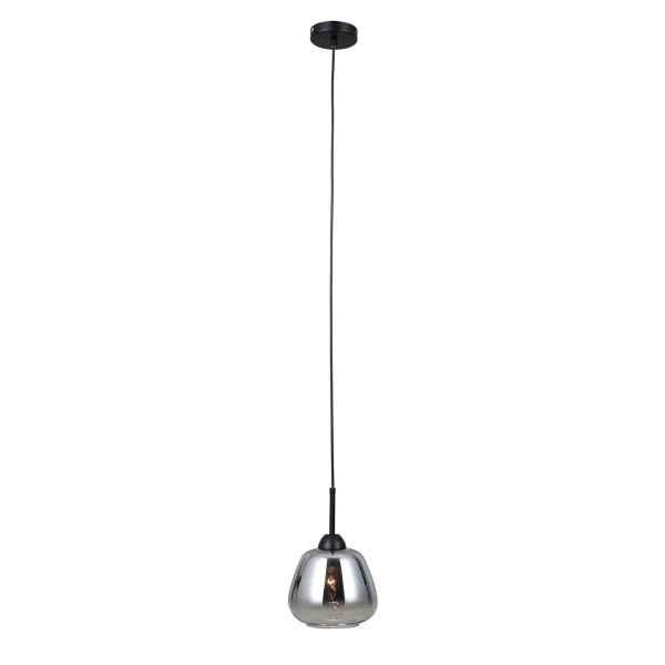 Szklana lampa wisząca Felis PND-40824-1-BK do sypialni czarna przydymiona