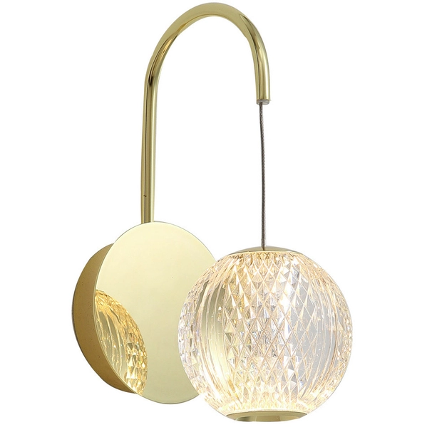 Kinkiet LAMPA glamour ROSARIO WL-12220121-1A-GD Italux okrągła OPRAWA ścienna LED 4,2W 3000K szklana przezroczysta