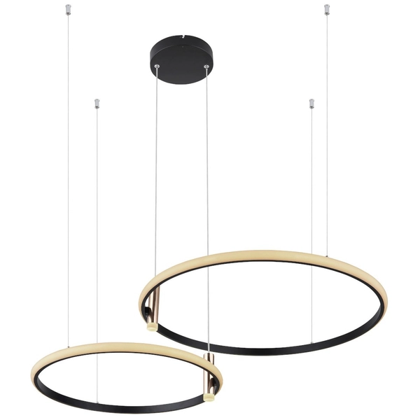 Nowoczesna LAMPA wisząca COCO 67300H Globo metalowe pierścienie LED 55W 2700K - 6000K zwis złoty