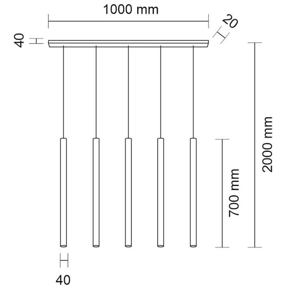 LAMPA wisząca YABU 5528 Shilo metalowa OPRAWA zwis LISTWA sufitowa sople tuby czarne
