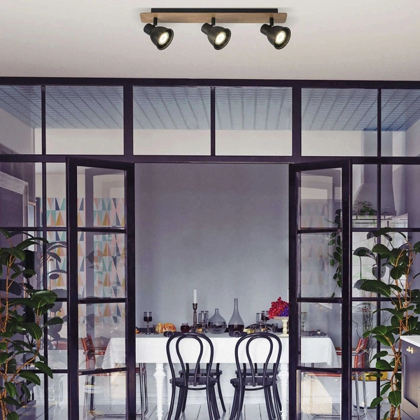 Plafon LAMPA sufitowa MAC 5904 Rabalux metalowa OPRAWA regulowane reflektorki skandynawskie drewno czarne