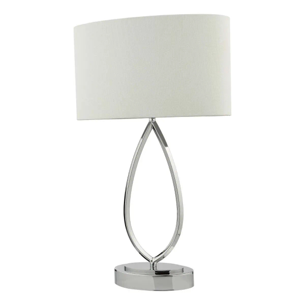 Tkaninowa nocna lampa Wyatt WYA4250 z abażurem kość słoniowa chrom
