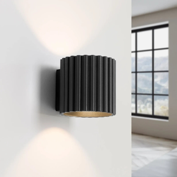 Lampa ścienna AURA czarna SL.1786 ryflowana tuba 1xG9