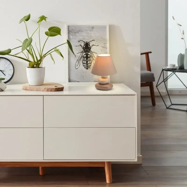 Ceramiczna lampka stołowa Paolo 92907/20 z abażurem brązowa