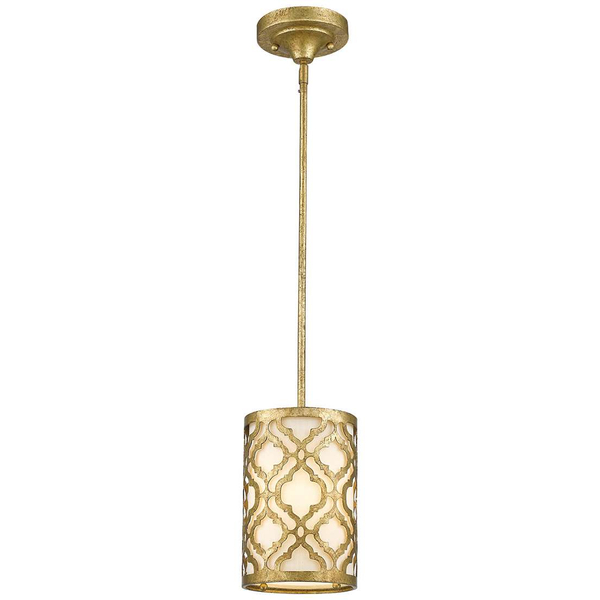 LAMPA wisząca GN-ARABELLA-MP Elstead GILDED NOLA abażurowa OPRAWA metalowy zwis we wzory klasyczny na łańcuchu złoty biały