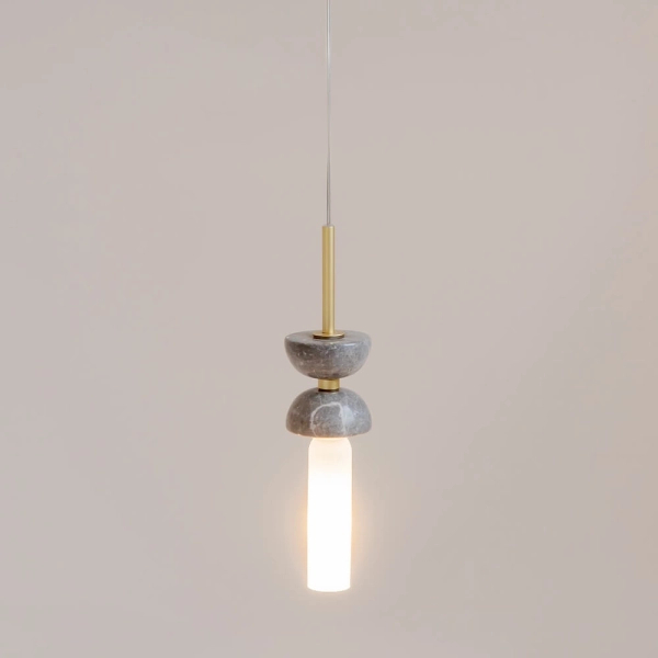 Marmurowa lampa wisząca Kioto MOD178PL-01GR złota szara
