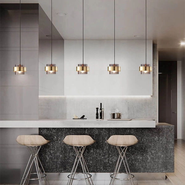 Wisząca lampa loftowa CGBANDBRASS hol mosiądz przydymiona