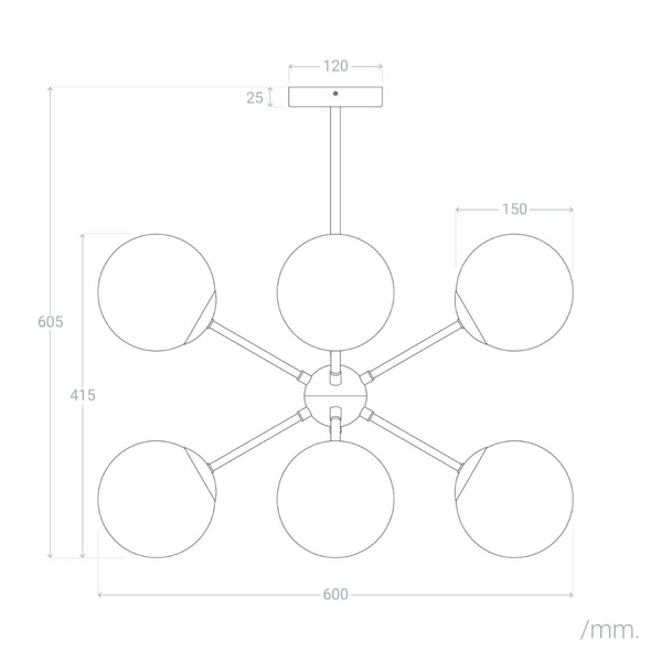 Molekułowa lampa sufitowa Grappa ABR-LWGG-6XE27 Abruzzo czarny biały