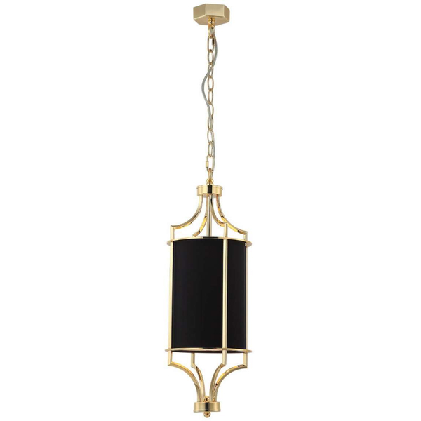 Klasyczna LAMPA wisząca Lunga Gold Nero Orlicki Design abażurowa OPRAWA okrągły ZWIS tuba na łańcuchu czarna złota