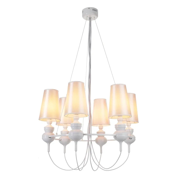 Żyrandol glamour Queen ST-7105-6S white Step pałacowy do salonu biały