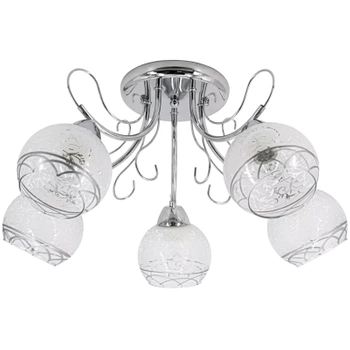 Zdobiona lampa sufitowa 8957/5 8C szklana do salonu chrom