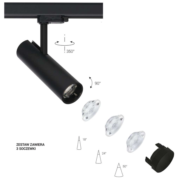 Sufitowa LAMPA tuba MILO 8764 Nowodvorski metalowa OPRAWA regulowana LED 15W 3000K do systemu szynowego 3 - fazowego czarna