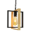 Drewniana lampa wisząca Marco 6300/1 BL JD hygge sznur regulacja czarny brązowy