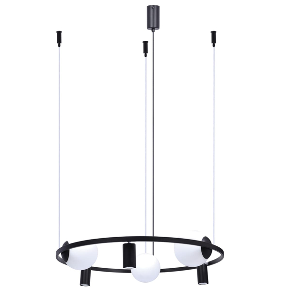 Wisząca lampa nad stół ORBIT 5006 Zumaline ball spot czarna biała