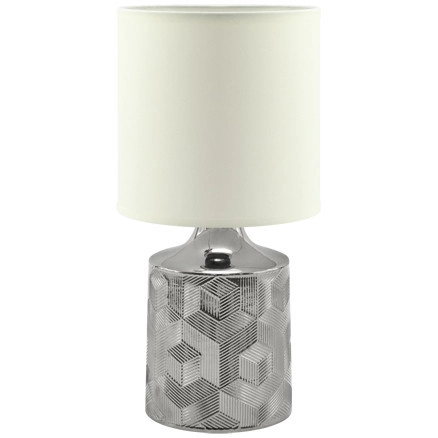 Stołowa LAMPA stojąca LINDA 03785 Ideus ceramiczna LAMPKA abażurowa wzorki biała chrom