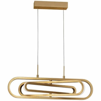 Modernistyczna LAMPA wisząca HOYO LE41399 Luces Exclusivas metalowa OPRAWA loftowy ZWIS LED 50W 3000K podużny złoty