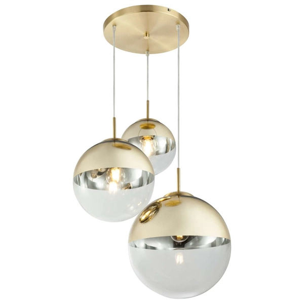 LAMPA wisząca VARUS 15855-3 Globo szklana OPRAWA zwis kaskada kule balls złote przezroczyste