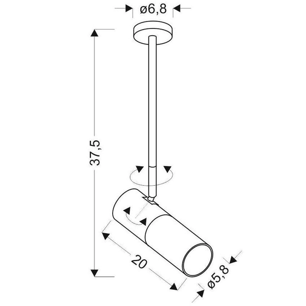 Lampa sufitowa 31-78353 metalowa okrągła regulowana tuba czarna biała