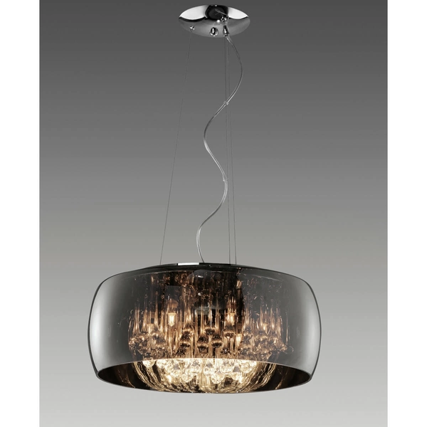 Kryształowa lampa wisząca VAPORE 311210606 Trio do salonu szklana srebrny