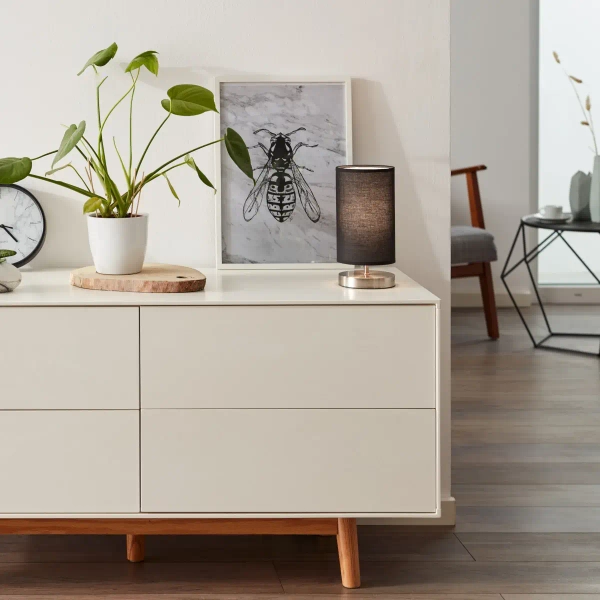 Tkaninowa lampa stołowa Clarie 13247/06 czarna chrom