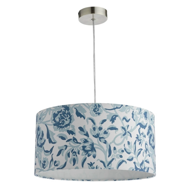 Abażurowy klosz do lampy Down DOW1623-EH Dar Lighting kwiaty tuba biały niebieski