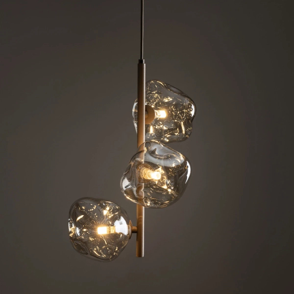 Glamour zwisająca lampa Lava Sabia 11107 szklane kule bursztynowy