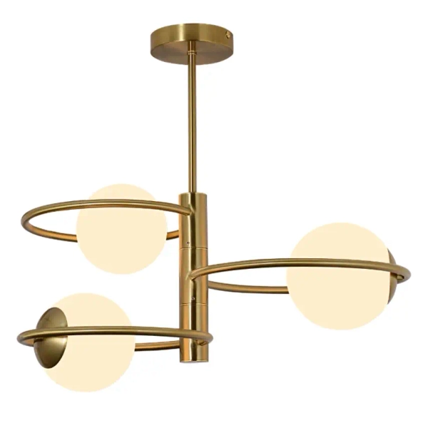 Molekułowa sufitowa lampa Dorado LP-002/3C ring mleczne kule złoty