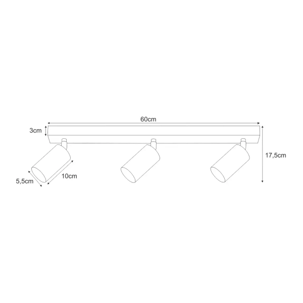 Ruchoma lampa sufitowa Monti K-4727 Kaja czarne reflektorki na listwie
