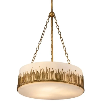 Lampa wisząca nad stół Sawgrass QN-SAWGRASS-3P-DG-O z łańcuchami złota