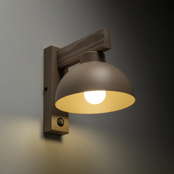 Skandynawska nocna lampa Oslo Sabia 11009 drewniana brązowy