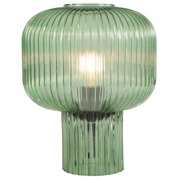 Ryflowana stołowa lampa Demarius DEM4224 grzyb szklana zielony