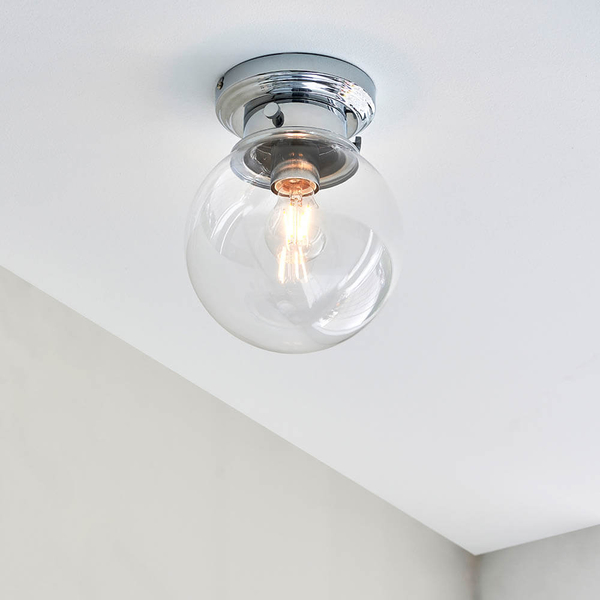 Kulista lampa sufitowa Cheswick 96138 IP44 chrom przezroczysty
