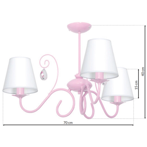 LAMPA sufitowa SARA MLP1051 Milagro dziecięca OPRAWA abażurowa crystal jasnoróżowa