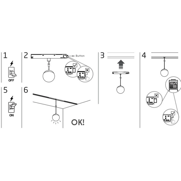 Zwis do magnetycznych szyn 1-obwodowych Lid 10648 Nowodvorski LED 8W 4000K kula