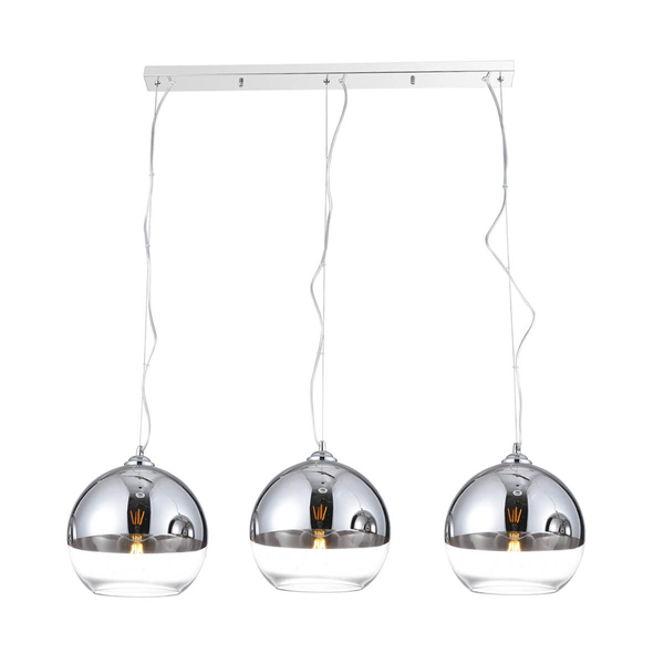 Kuchenna lampa wisząca Silver Ball szklane kule loft chrom