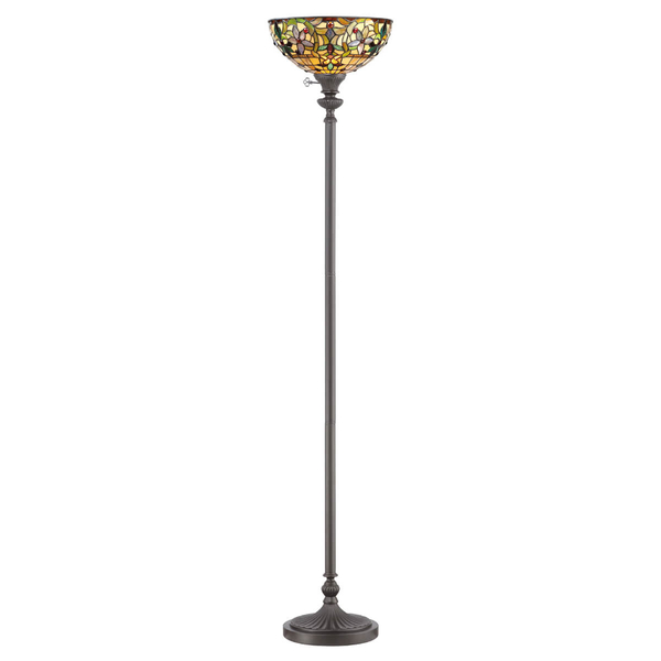 Podłogowa lampa witrażowa Kami QZ-KAMI-UL Quoizel szkło metal brąz multikolor