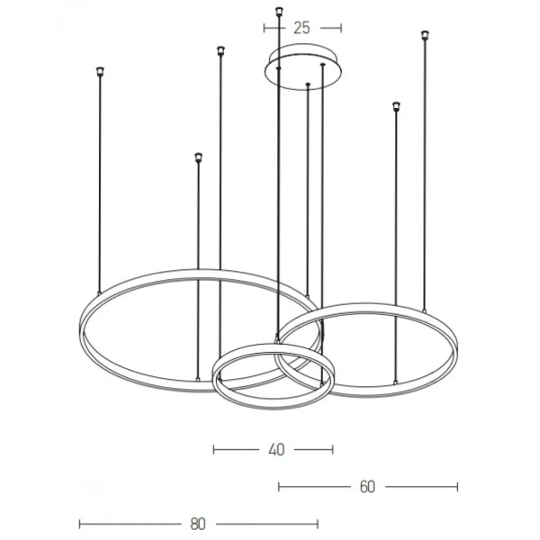 Potrójna ringowa lampa 1956 LED 126W 3000K obręcze do przedpokoju złoty